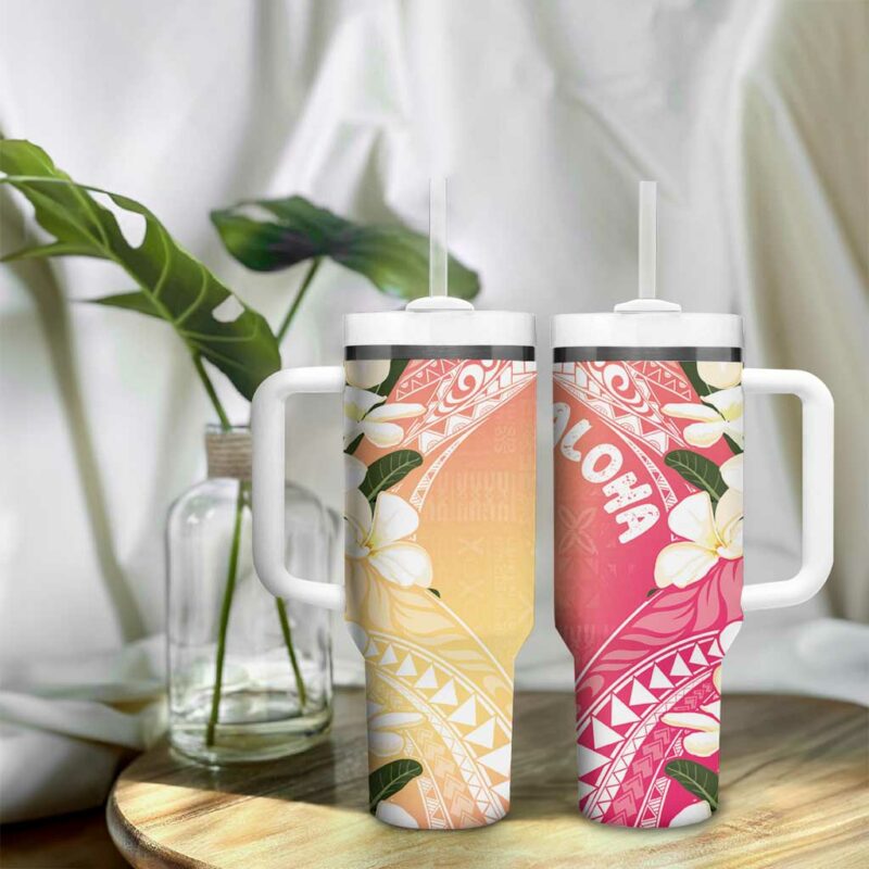 Aloha Hawaii Festive Frangipani Lace Classic Spring s Custom Stanley Quencher 40oz Stainless Steel Tumbler With Handle - Threewoofs - Image 9