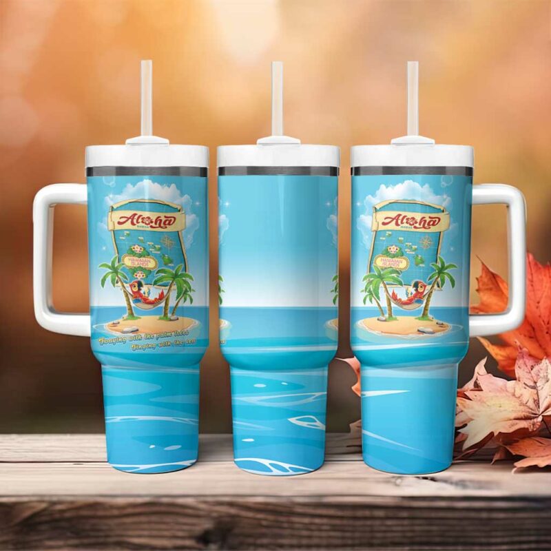 Aloha Hawaii Funny Macaw Parrot Tropical Custom Stanley Quencher 40oz Stainless Steel Tumbler With Handle - Threewoofs - Image 4