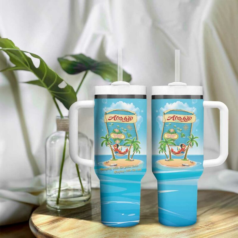 Aloha Hawaii Funny Macaw Parrot Tropical Custom Stanley Quencher 40oz Stainless Steel Tumbler With Handle - Threewoofs - Image 9