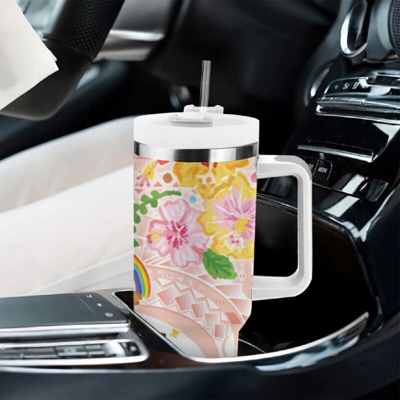 Aloha Hawaii Kawaii Mele Kalikimaka Pastel Fever Custom Stanley Quencher 40oz Stainless Steel Tumbler With Handle - Threewoofs - Image 8