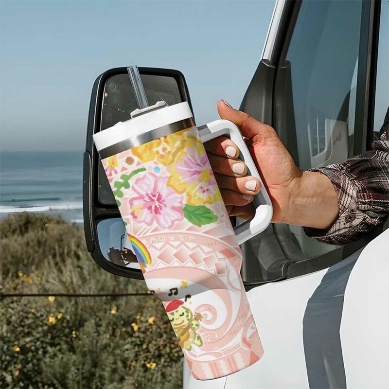 Aloha Hawaii Kawaii Mele Kalikimaka Pastel Fever Custom Stanley Quencher 40oz Stainless Steel Tumbler With Handle - Threewoofs - Image 7
