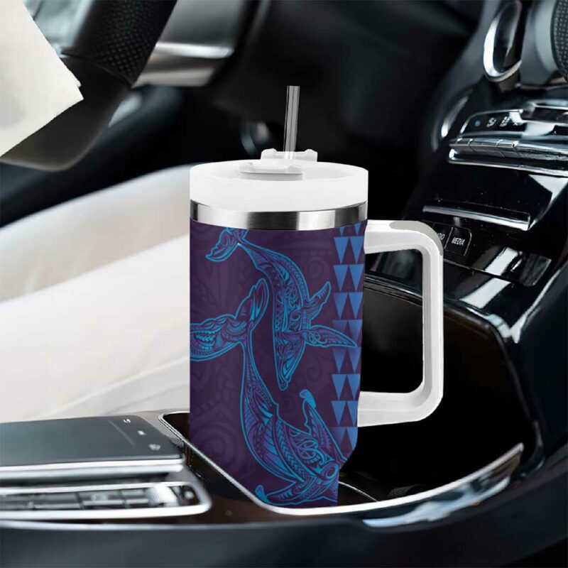 Aloha Hawaii Whale Kakau and Polynesian Tattoo Purple Color Custom Stanley Quencher 40oz Stainless Steel Tumbler With Handle - Threewoofs - Image 8