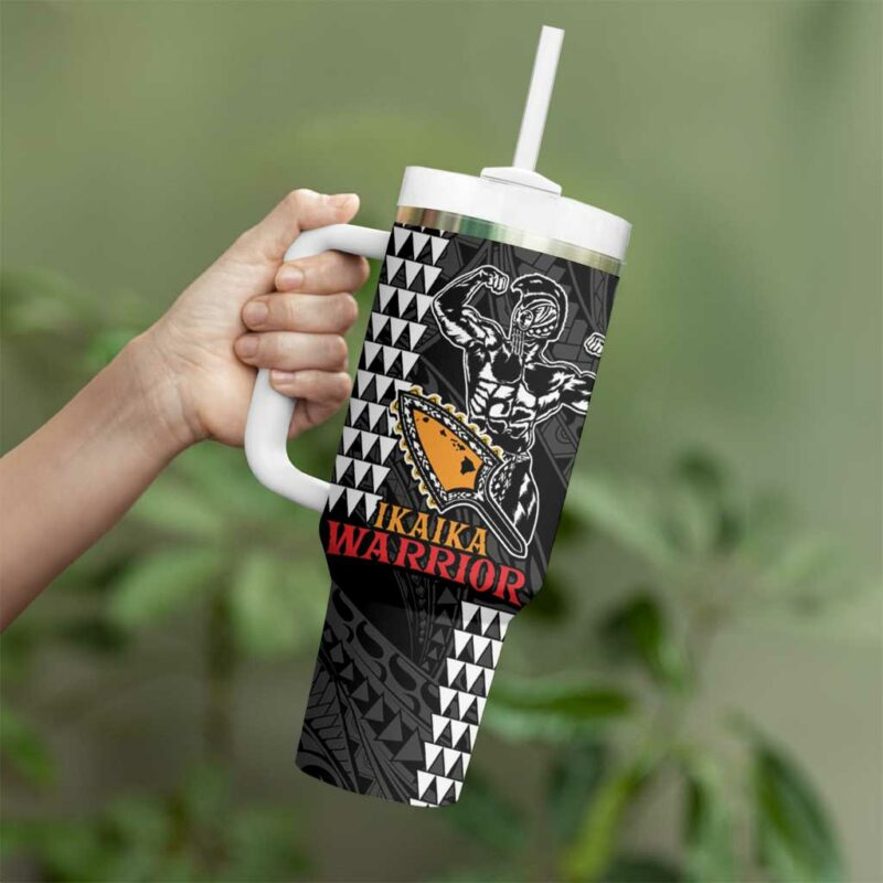 Aloha Ikaika Warrior Helmet Custom Stanley Quencher 40oz Stainless Steel Tumbler With Handle - Threewoofs - Image 3
