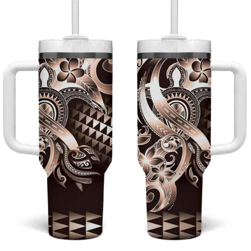 Aloha Mocha Mousse Tribal Honu Tattoo Custom Stanley Quencher 40oz Stainless Steel Tumbler With Handle - Threewoofs