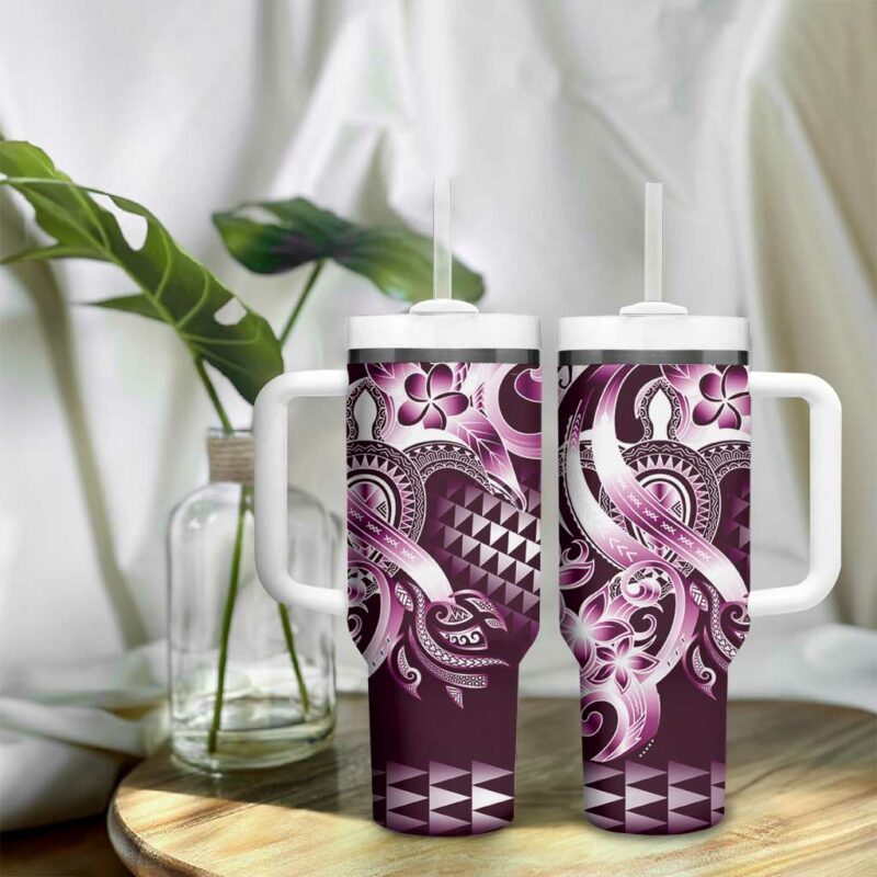 Aloha Pink Tribal Honu Tattoo Custom Stanley Quencher 40oz Stainless Steel Tumbler With Handle - Threewoofs - Image 9