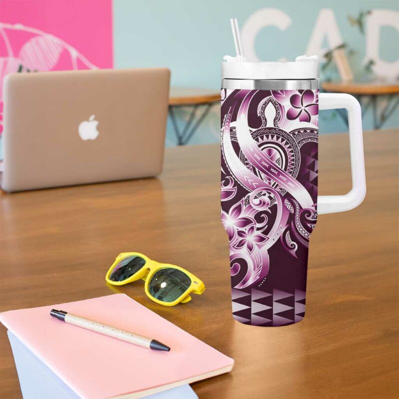 Aloha Pink Tribal Honu Tattoo Custom Stanley Quencher 40oz Stainless Steel Tumbler With Handle - Threewoofs - Image 5