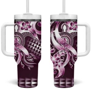 Aloha Pink Tribal Honu Tattoo Custom Stanley Quencher 40oz Stainless Steel Tumbler With Handle - Threewoofs