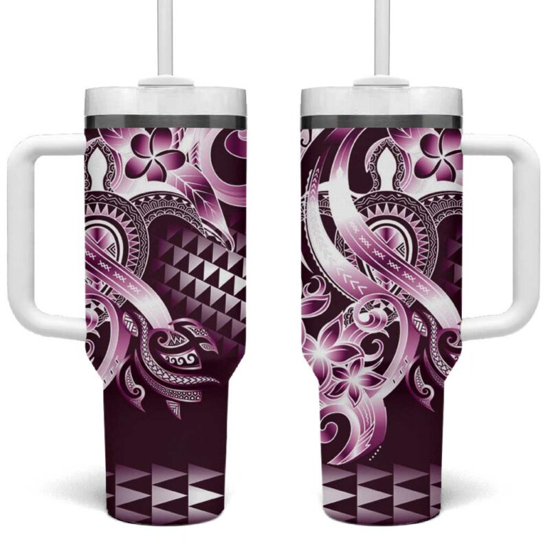 Aloha Pink Tribal Honu Tattoo Custom Stanley Quencher 40oz Stainless Steel Tumbler With Handle - Threewoofs