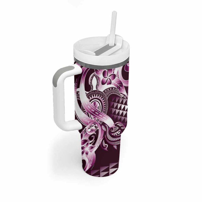 Aloha Pink Tribal Honu Tattoo Custom Stanley Quencher 40oz Stainless Steel Tumbler With Handle - Threewoofs - Image 2