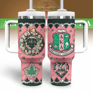 Alpha Kappa Alpha AKA Custom Stanley Quencher 40oz Stainless Steel Tumbler With Handle - Threewoofs