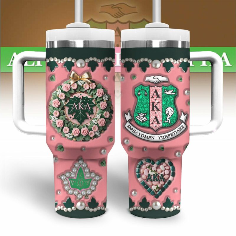 Alpha Kappa Alpha AKA Custom Stanley Quencher 40oz Stainless Steel Tumbler With Handle - Threewoofs