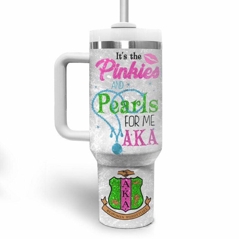Alpha Kappa Alpha AKA Custom Stanley Quencher 40oz Stainless Steel Tumbler With Handle - Threewoofs - Image 4