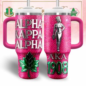 Alpha Kappa Alpha AKA Custom Stanley Quencher 40oz Stainless Steel Tumbler With Handle - Threewoofs