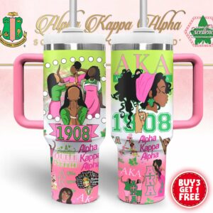 Alpha Kappa Alpha AKA Custom Stanley Quencher 40oz Stainless Steel Tumbler With Handle - Threewoofs