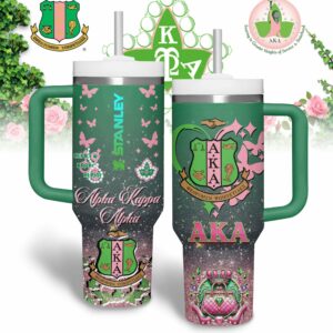 Alpha Kappa Alpha Custom Stanley Quencher 40oz Stainless Steel Tumbler With Handle - Threewoofs
