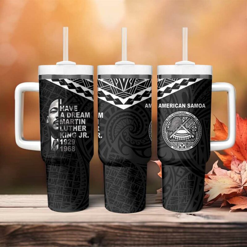American Samoa MLK Day Polynesian Custom Stanley Quencher 40oz Stainless Steel Tumbler With Handle - Threewoofs - Image 4