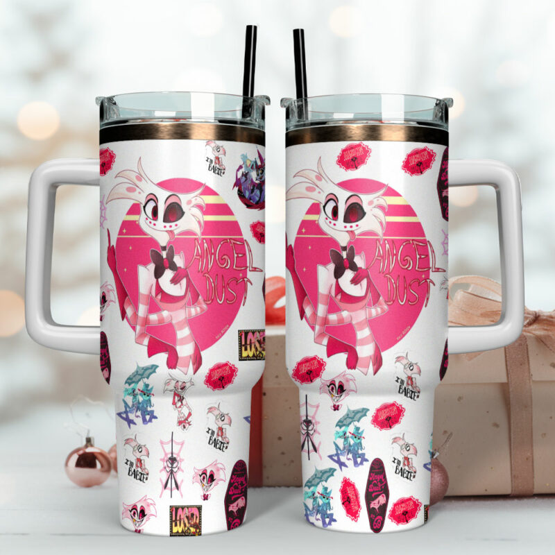 Angel Dust Hazbin Hotel Movies Custom Stanley Quencher 40oz Stainless Steel Tumbler With Handle - Threewoofs - Image 4