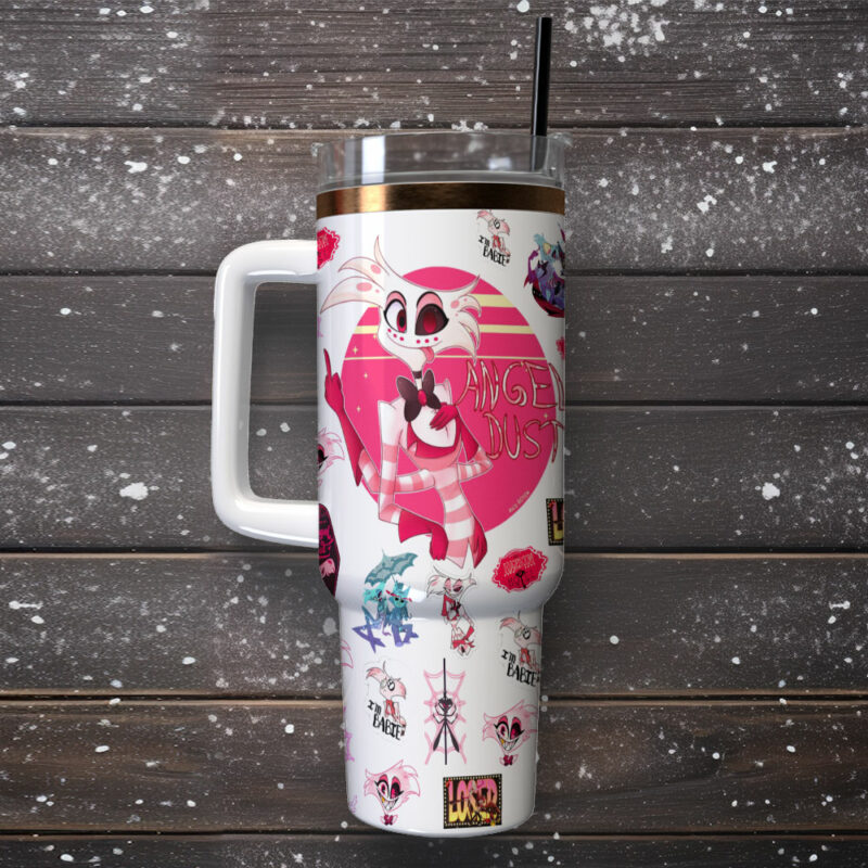Angel Dust Hazbin Hotel Movies Custom Stanley Quencher 40oz Stainless Steel Tumbler With Handle - Threewoofs - Image 2