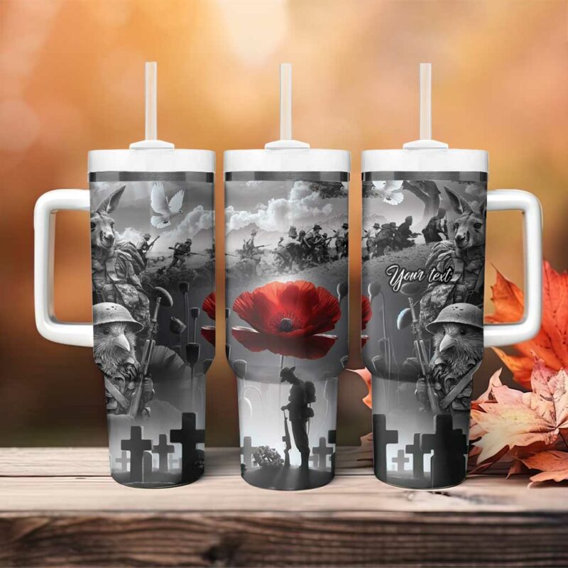 ANZAC Day The Battle of Lone Pine Custom Stanley Quencher 40oz Stainless Steel Tumbler With Handle - Threewoofs - Image 4
