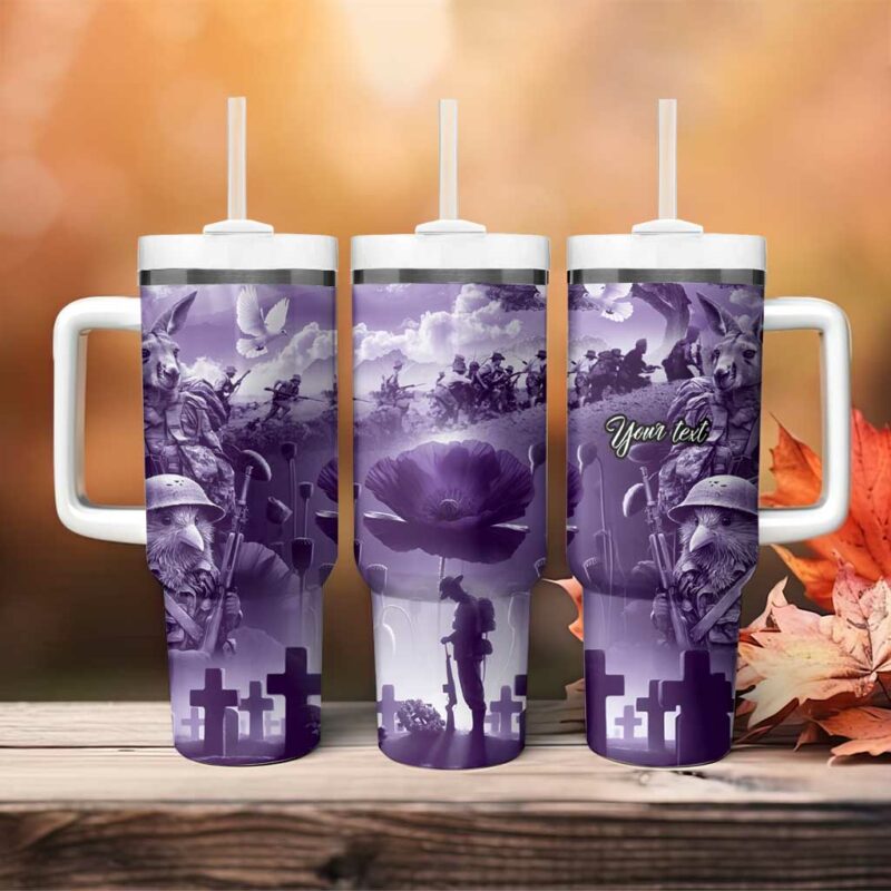 ANZAC Day The Battle of Lone Pine Custom Stanley Quencher 40oz Stainless Steel Tumbler With Handle - Threewoofs - Image 4