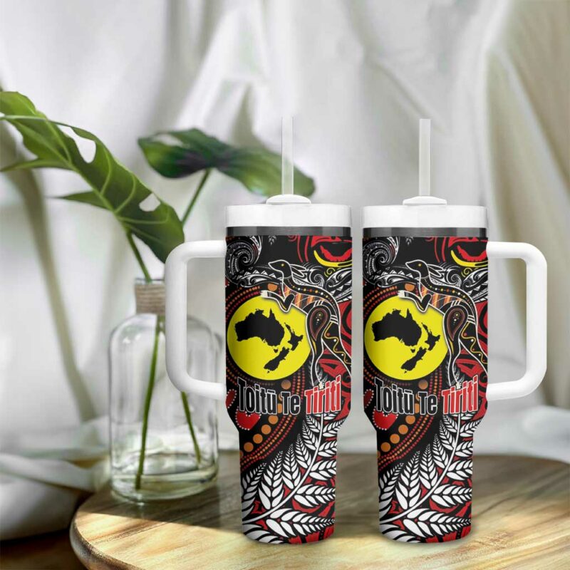 Aotearoa and Australia Toitu Te Tiriti Honour the Treaty Stand Together Stand Stronger Custom Stanley Quencher 40oz Stainless Steel Tumbler With Handle - Threewoofs - Image 9