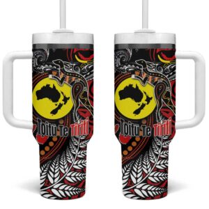 Aotearoa and Australia Toitu Te Tiriti Honour the Treaty Stand Together Stand Stronger Custom Stanley Quencher 40oz Stainless Steel Tumbler With Handle - Threewoofs