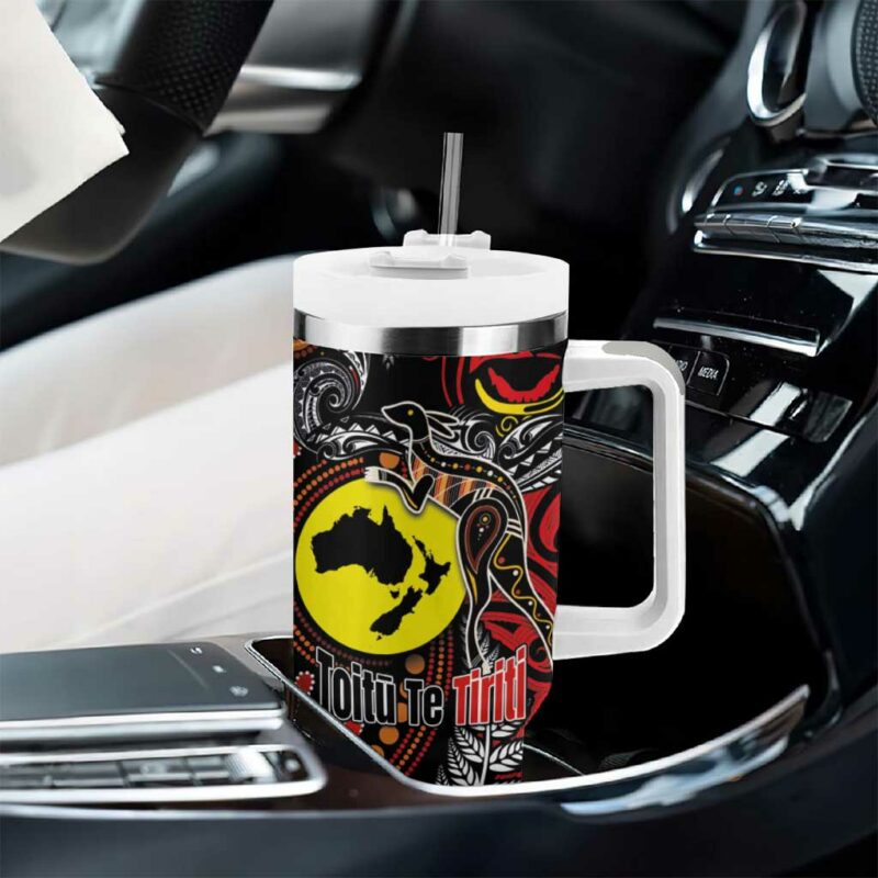 Aotearoa and Australia Toitu Te Tiriti Honour the Treaty Stand Together Stand Stronger Custom Stanley Quencher 40oz Stainless Steel Tumbler With Handle - Threewoofs - Image 8