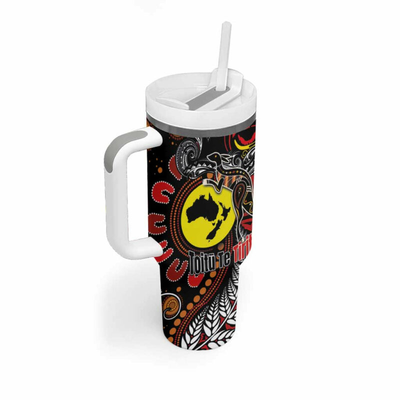 Aotearoa and Australia Toitu Te Tiriti Honour the Treaty Stand Together Stand Stronger Custom Stanley Quencher 40oz Stainless Steel Tumbler With Handle - Threewoofs - Image 2