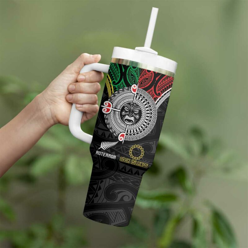 Aotearoa and Cook Islands Mo Te Tiriti New Zealand Custom Stanley Quencher 40oz Stainless Steel Tumbler With Handle - Threewoofs - Image 3