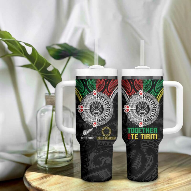 Aotearoa and Cook Islands Mo Te Tiriti New Zealand Custom Stanley Quencher 40oz Stainless Steel Tumbler With Handle - Threewoofs - Image 9