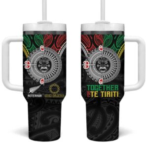 Aotearoa and Cook Islands Mo Te Tiriti New Zealand Custom Stanley Quencher 40oz Stainless Steel Tumbler With Handle - Threewoofs