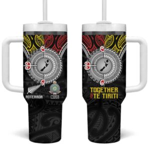 Aotearoa and Niue Mo Te Tiriti New Zealand Honour The Treaty Ake!Ake!Ake! Custom Stanley Quencher 40oz Stainless Steel Tumbler With Handle - Threewoofs