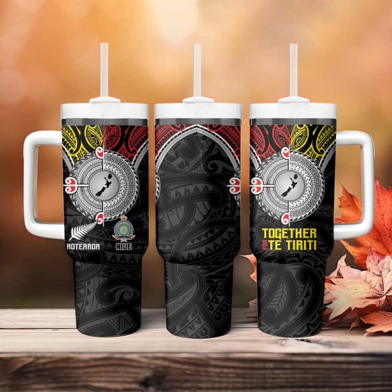 Aotearoa and Niue Mo Te Tiriti New Zealand Honour The Treaty Ake!Ake!Ake! Custom Stanley Quencher 40oz Stainless Steel Tumbler With Handle - Threewoofs - Image 4