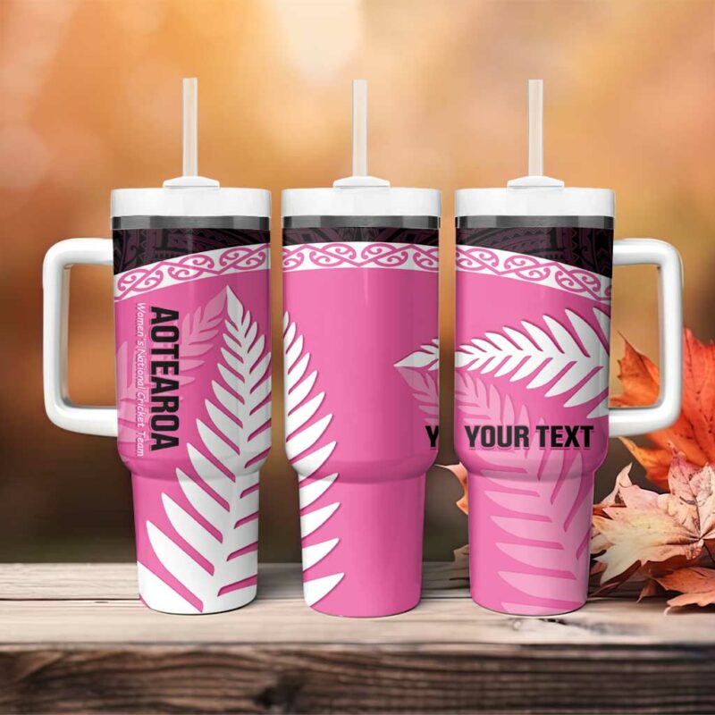Aotearoa Cricket Go White Silver Fern Custom Stanley Quencher 40oz Stainless Steel Tumbler With Handle - Threewoofs - Image 4