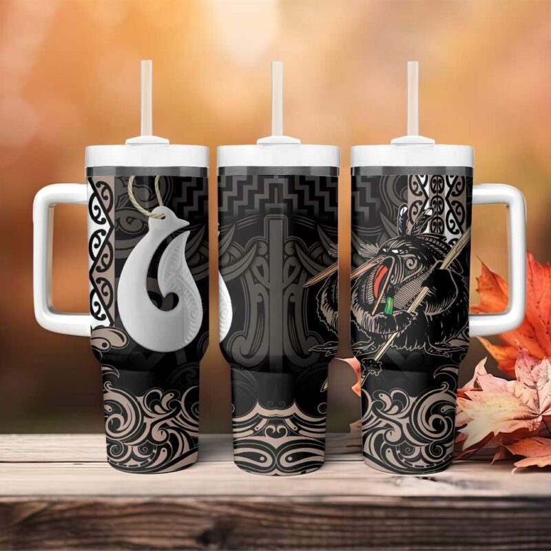 Aotearoa Hei Matau Haka Kiwi Mix Maori Mangopare Custom Stanley Quencher 40oz Stainless Steel Tumbler With Handle - Threewoofs - Image 4