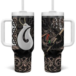 Aotearoa Hei Matau Haka Kiwi Mix Maori Mangopare Custom Stanley Quencher 40oz Stainless Steel Tumbler With Handle - Threewoofs