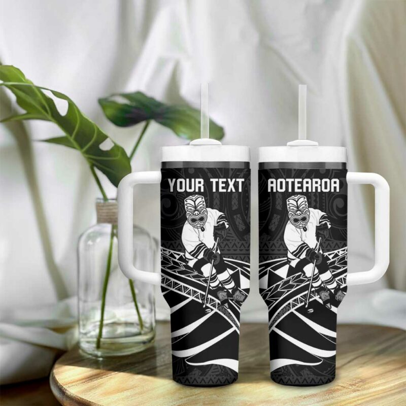 Aotearoa Ice Hockey NZ Tiki Mascot Maori Custom Stanley Quencher 40oz Stainless Steel Tumbler With Handle - Threewoofs - Image 9