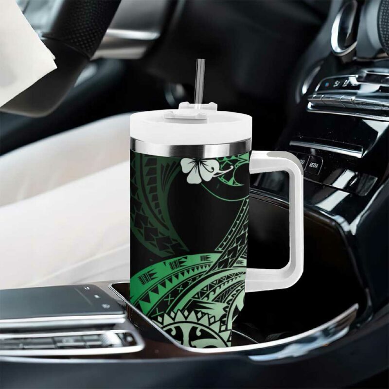 Aotearoa Kia Ora New Zealand Ta Moko Green Custom Stanley Quencher 40oz Stainless Steel Tumbler With Handle - Threewoofs - Image 8