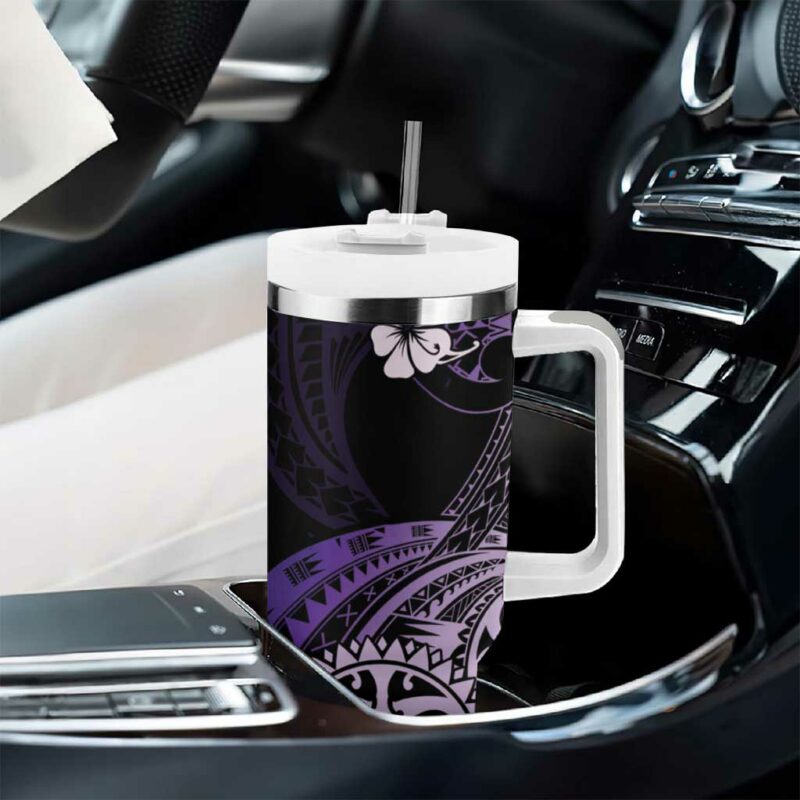 Aotearoa Kia Ora New Zealand Ta Moko Purple Custom Stanley Quencher 40oz Stainless Steel Tumbler With Handle - Threewoofs - Image 8