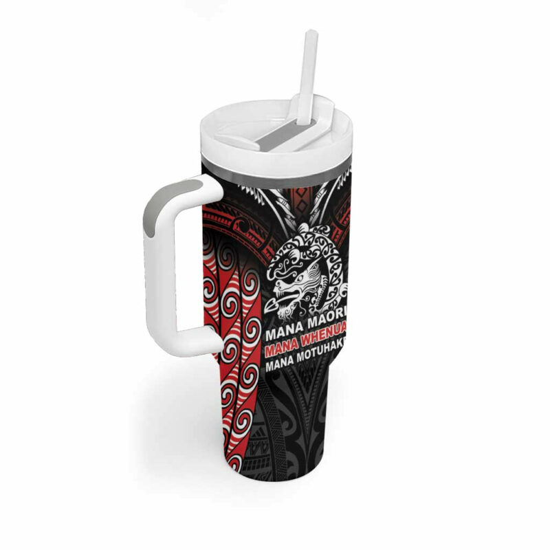 Aotearoa Mana Maori Toitu Te Tiriti Custom Stanley Quencher 40oz Stainless Steel Tumbler With Handle - Threewoofs - Image 2