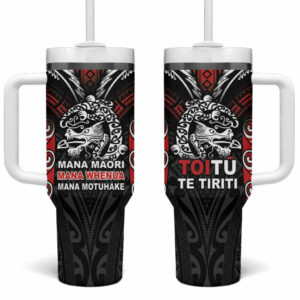 Aotearoa Mana Maori Toitu Te Tiriti Custom Stanley Quencher 40oz Stainless Steel Tumbler With Handle - Threewoofs