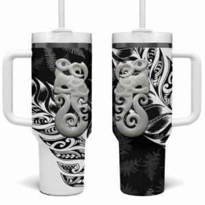 Aotearoa Manaia NZ Maori Silver Fern Custom Stanley Quencher 40oz Stainless Steel Tumbler With Handle - Threewoofs