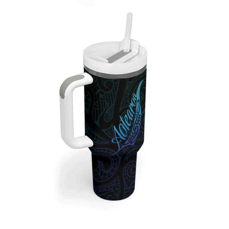 Aotearoa New Zealand Koru Fern Blue Gradient Custom Stanley Quencher 40oz Stainless Steel Tumbler With Handle - Threewoofs - Image 2