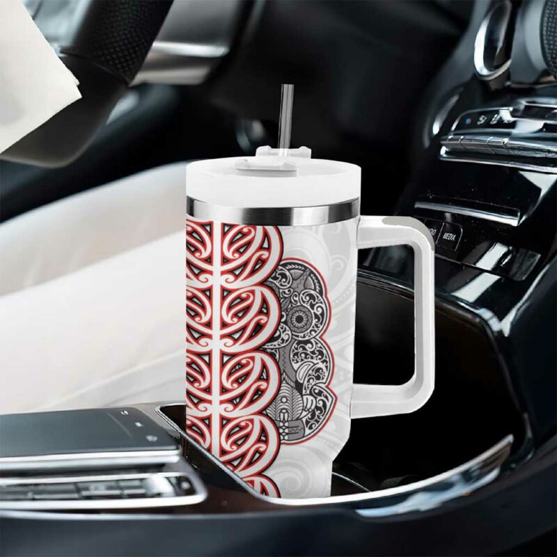 Aotearoa New Zealand Maori Marae Custom Stanley Quencher 40oz Stainless Steel Tumbler With Handle - Threewoofs - Image 8