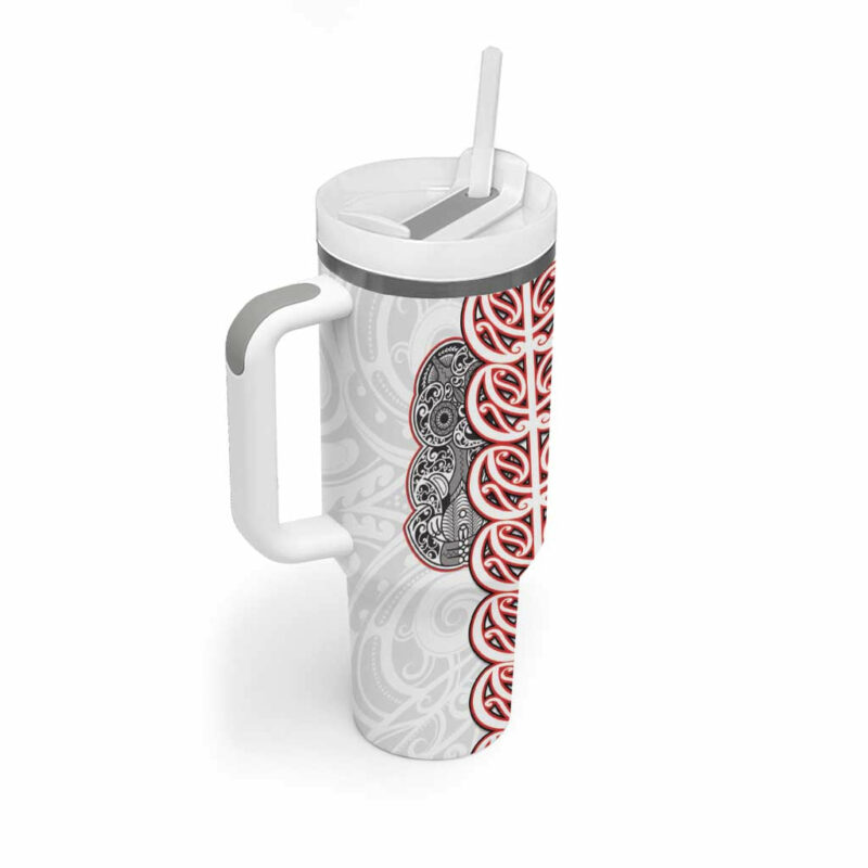 Aotearoa New Zealand Maori Marae Custom Stanley Quencher 40oz Stainless Steel Tumbler With Handle - Threewoofs - Image 2