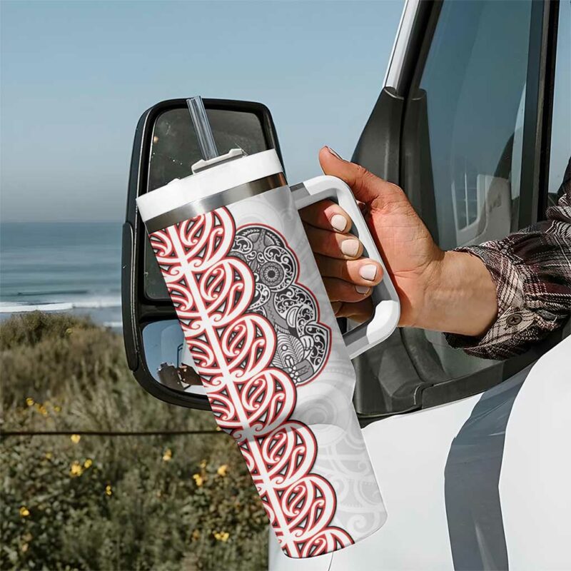 Aotearoa New Zealand Maori Marae Custom Stanley Quencher 40oz Stainless Steel Tumbler With Handle - Threewoofs - Image 7