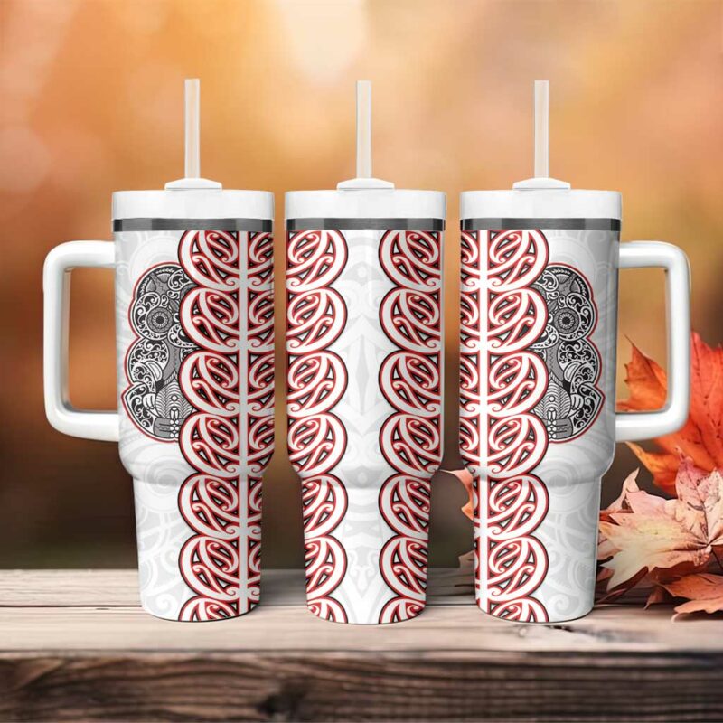 Aotearoa New Zealand Maori Marae Custom Stanley Quencher 40oz Stainless Steel Tumbler With Handle - Threewoofs - Image 4