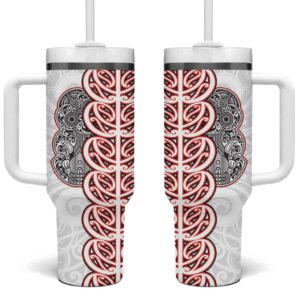 Aotearoa New Zealand Maori Marae Custom Stanley Quencher 40oz Stainless Steel Tumbler With Handle - Threewoofs
