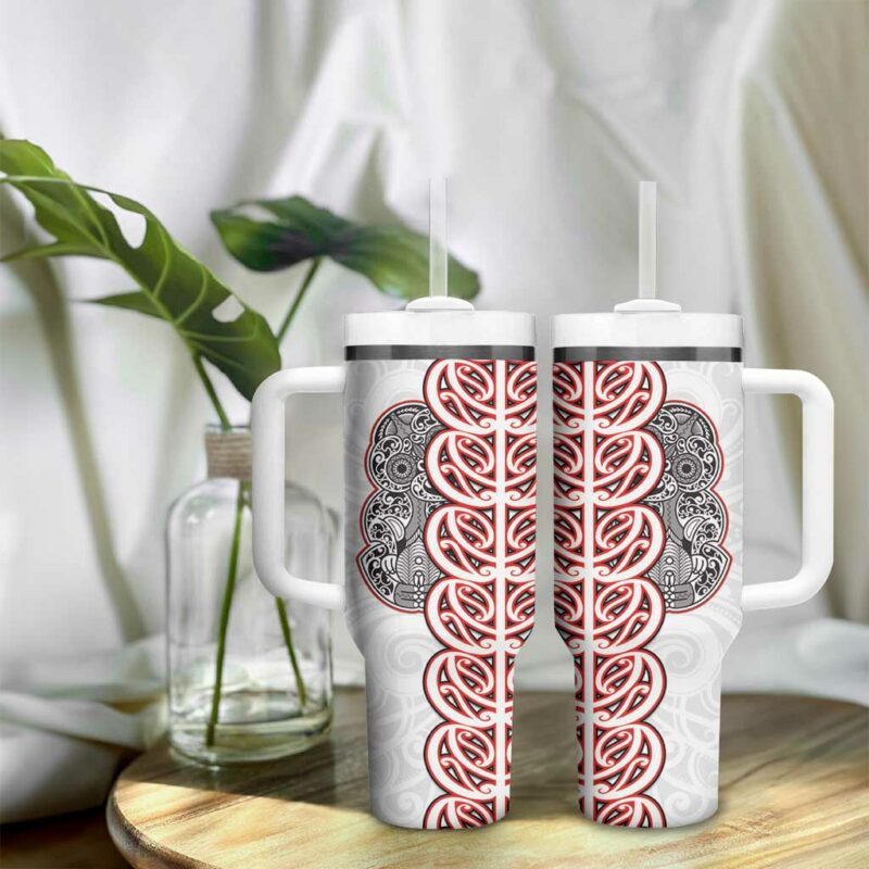 Aotearoa New Zealand Maori Marae Custom Stanley Quencher 40oz Stainless Steel Tumbler With Handle - Threewoofs - Image 9