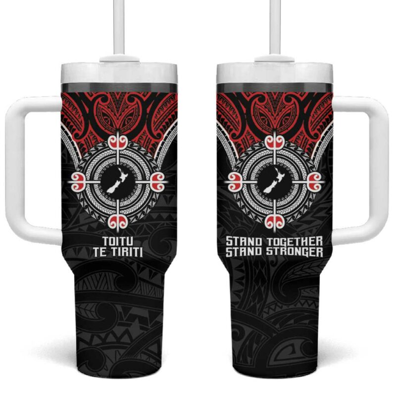 Aotearoa Proud To Be Maori New Zealand Fight Together Custom Stanley Quencher 40oz Stainless Steel Tumbler With Handle - Threewoofs - Image 2